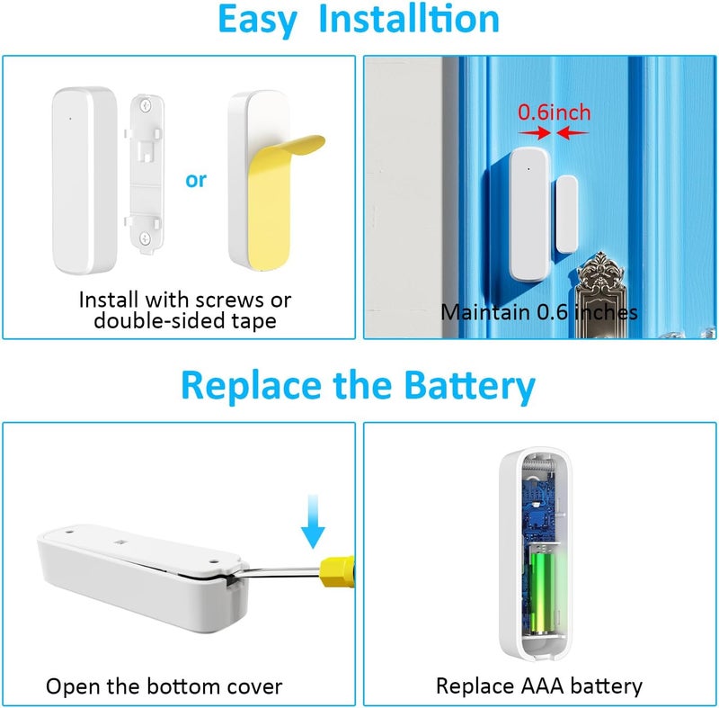 AMHEY Wireless Door Chime, Door Open Sensor Alarm When Entry Business/Office/Store (500ft Range 51 Ringer Adjustable Volume) Home Alert Bell for Kid/Toddler Safety,2 Receiver +5 Sensor - Image 5